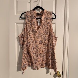 Lane Bryant Peach and Navy Floral Blouse